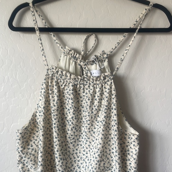 LULU’S x LUSH Fondest of Feelings Cream Floral Print Tiered Mini Dress Sz S - Picture 7 of 15